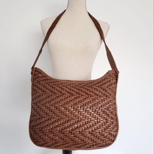 TIANNI Brown Shoulder Bag Woven Faux Leather Crossbody Purse BOHO
